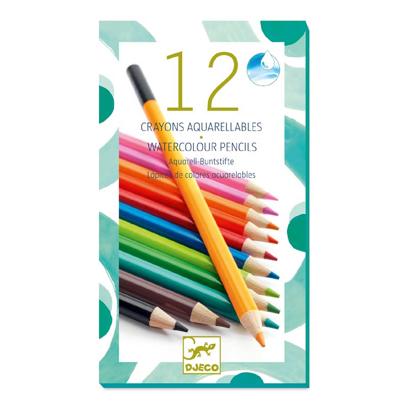 12 Classic Watercolour Pencil Crayons by Djeco