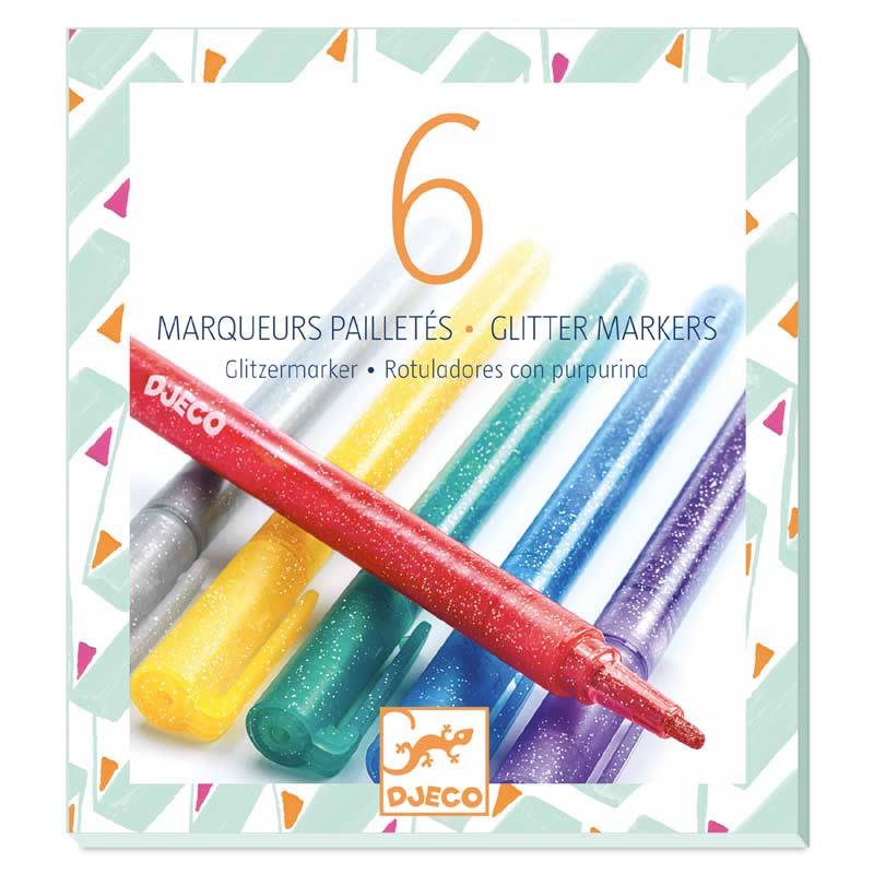6 Glitter Markers by Djeco