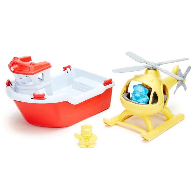 Rescue Boat with Helicopter by Green Toys